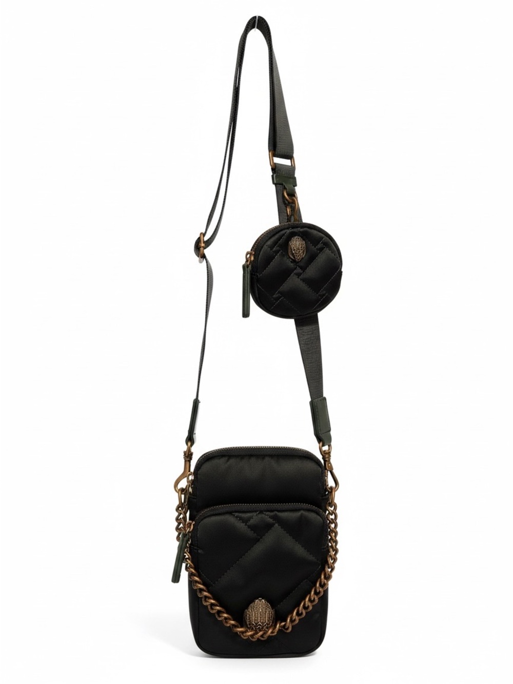 Kurt Geiger Quilted Dark Green Crossbody Bag with Coin Pouch